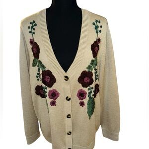 COLDWATER CREEK EMBROIDERED CARDIGAN SWEATER 1X